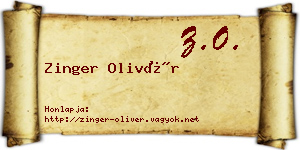 Zinger Olivér névjegykártya
